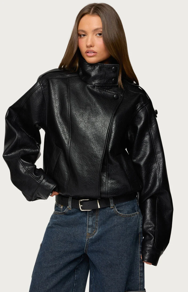 Jaicee | Oversized Faux Leather Jacket