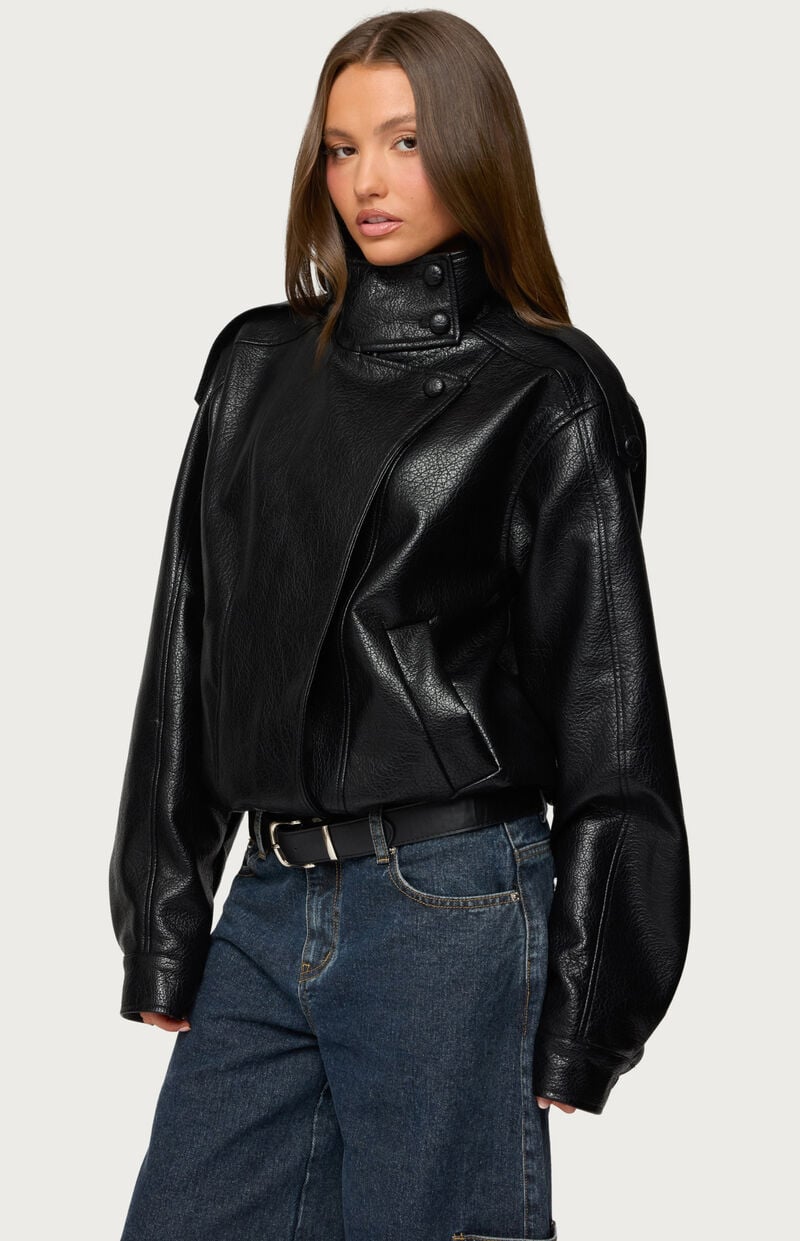 Jaicee | Oversized Faux Leather Jacket