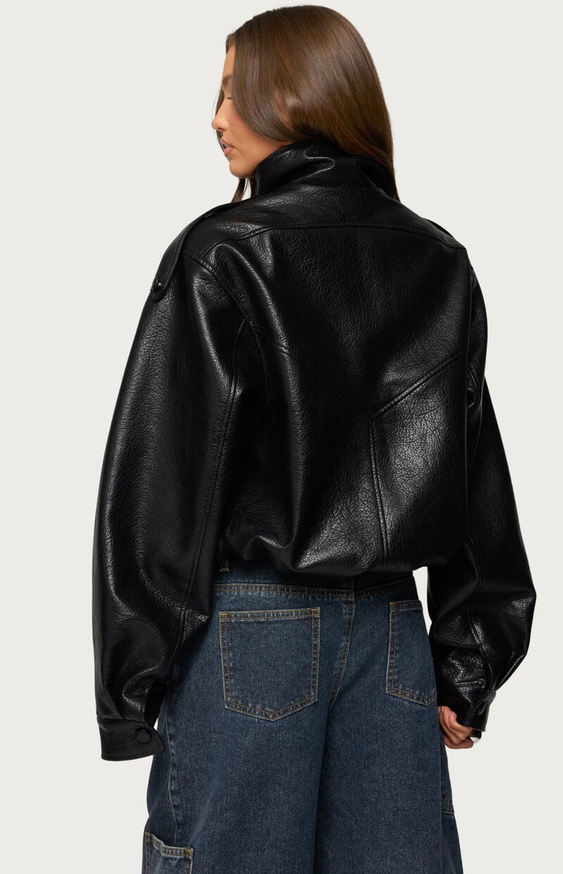 Jaicee | Oversized Faux Leather Jacket