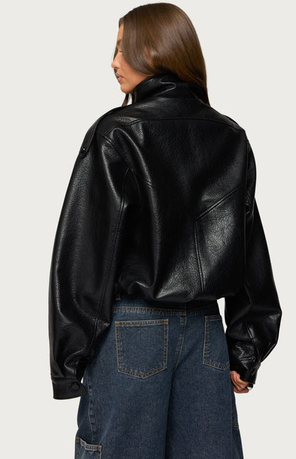 Jaicee | Oversized Faux Leather Jacket