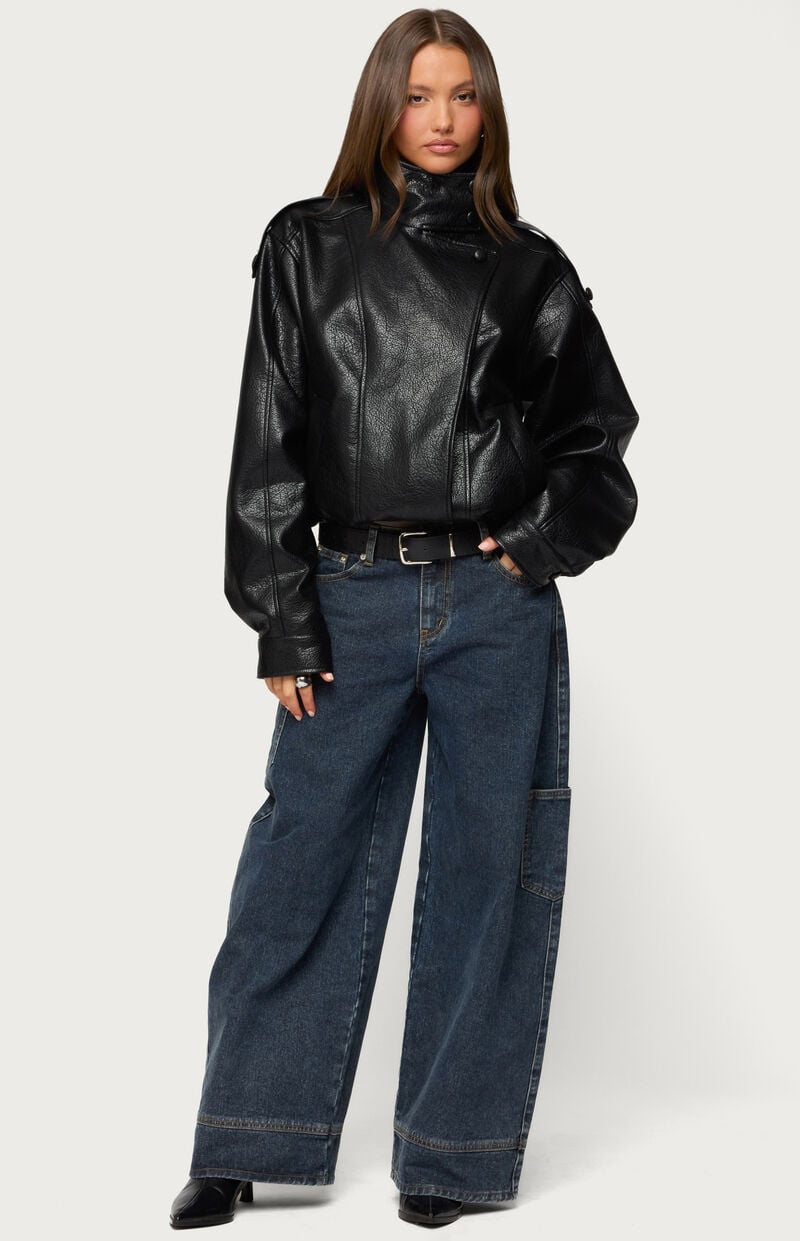 Jaicee | Oversized Faux Leather Jacket