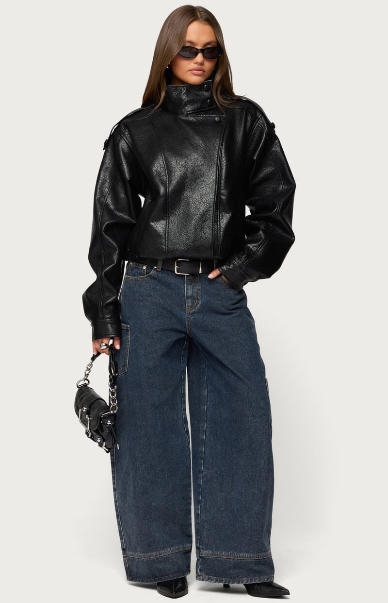 Jaicee | Oversized Faux Leather Jacket